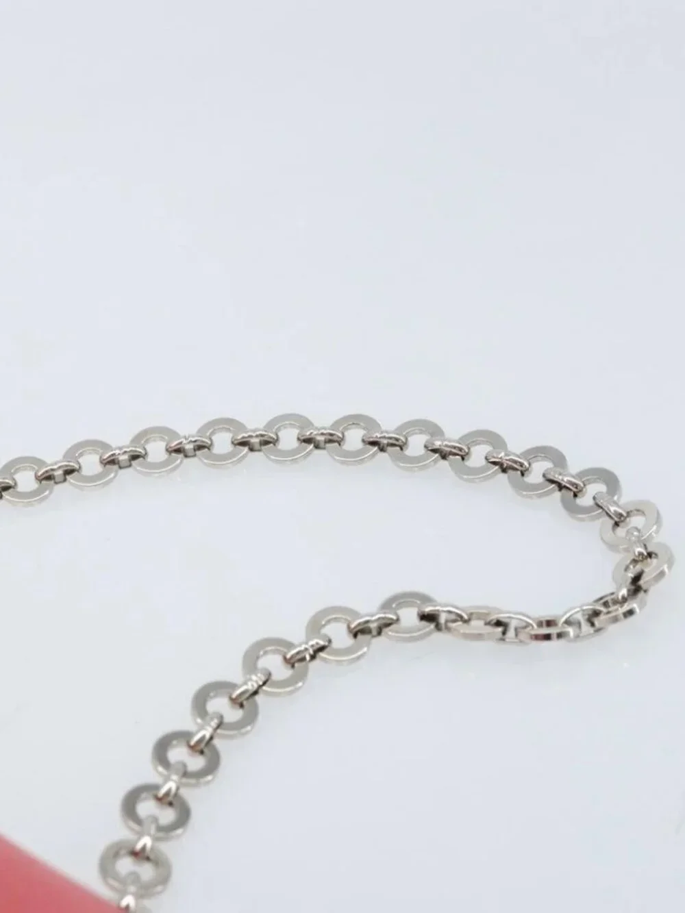 Salvatore Ferragamo Gancini Chain Shoulder Bag Leather Pink Silver Auth AMZ563A